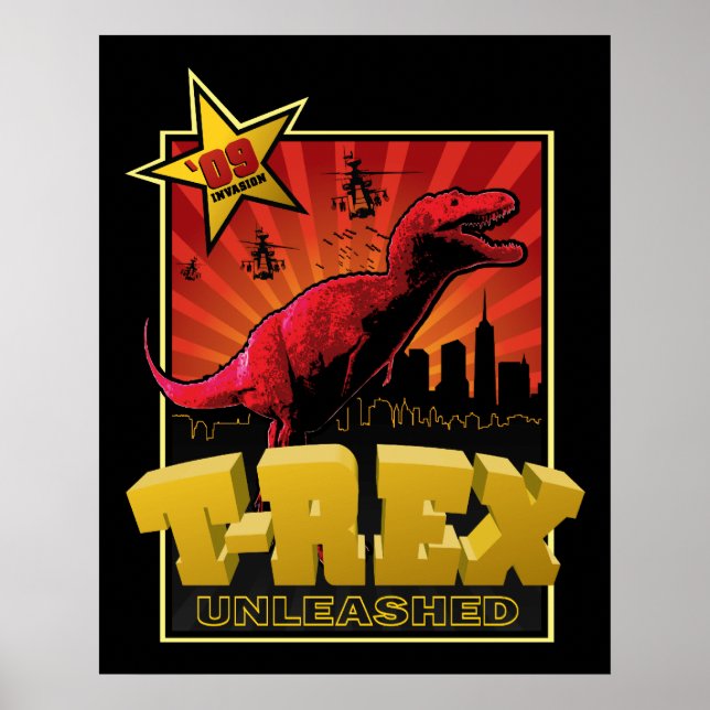 Tyrannosaurus Rex Dinosaur  Invasion Poster (Front)