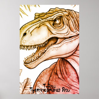 Tyrannosaurus Rex Dinosaur on Bedroom Wall Poster