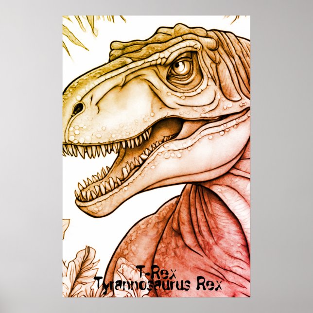 Tyrannosaurus Rex Dinosaur on Bedroom Wall Poster (Front)