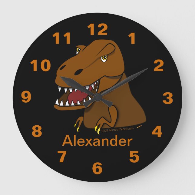 Tyrannosaurus Rex Dinosaur Personalised Name Clock (Front)