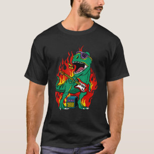Tyrannosaurus Rex Dinosaur Playing Rock Guitar T R T-Shirt