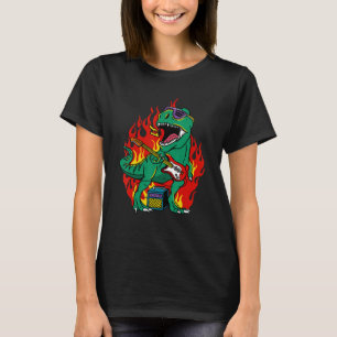 Tyrannosaurus Rex Dinosaur Playing Rock Guitar T R T-Shirt