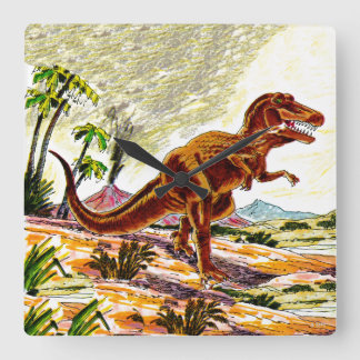 Tyrannosaurus Rex Dinosaur Square Wall Clock