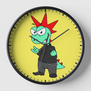 Tyrannosaurus Rex Dressed As A Punk. Clock