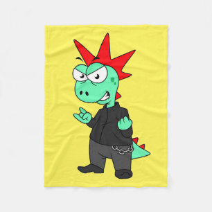 Tyrannosaurus Rex Dressed As A Punk. Fleece Blanket