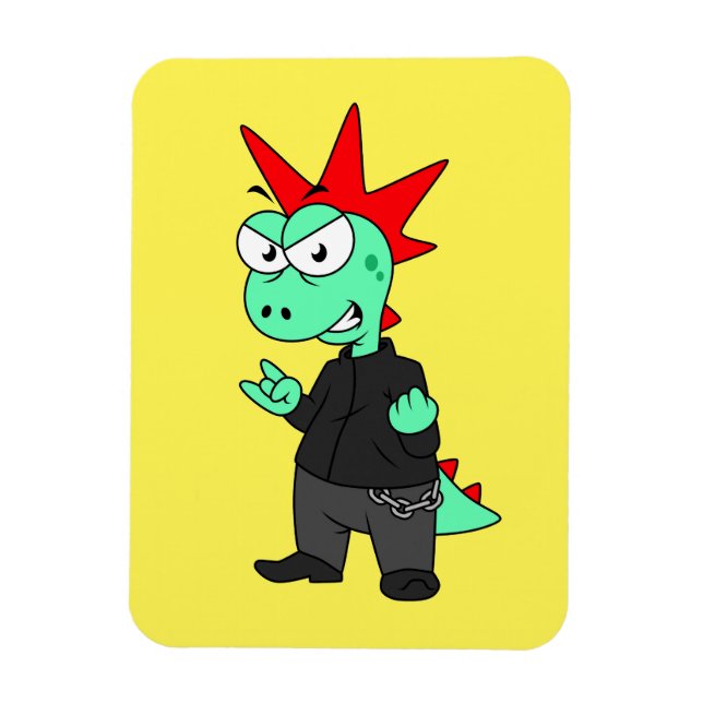 Tyrannosaurus Rex Dressed As A Punk. Magnet (Vertical)