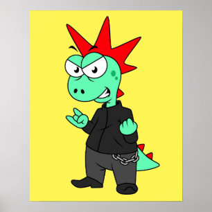 Tyrannosaurus Rex Dressed As A Punk. Poster