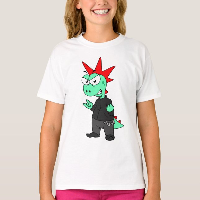 Tyrannosaurus Rex Dressed As A Punk. T-Shirt (Front)