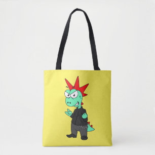 Tyrannosaurus Rex Dressed As A Punk. Tote Bag