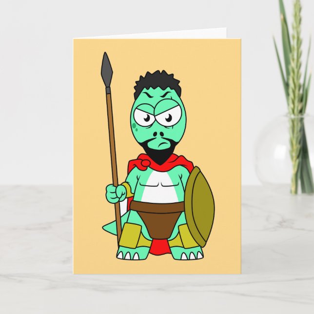 Tyrannosaurus Rex Dressed As Leonidas. Card (Front)