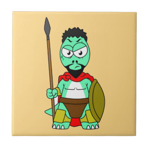 Tyrannosaurus Rex Dressed As Leonidas. Ceramic Tile