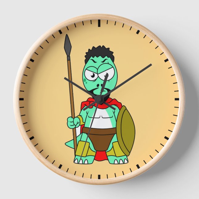 Tyrannosaurus Rex Dressed As Leonidas. Clock (Front)