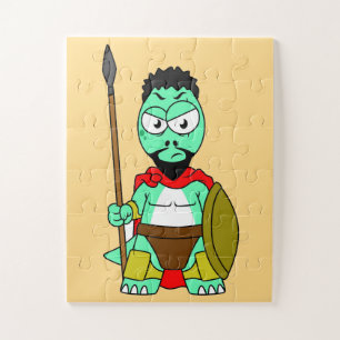 Tyrannosaurus Rex Dressed As Leonidas. Jigsaw Puzzle