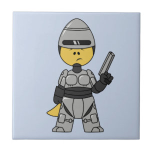 Tyrannosaurus Rex Dressed As Robocop. Ceramic Tile