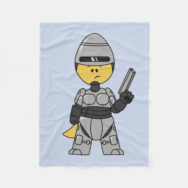 Tyrannosaurus Rex Dressed As Robocop. Fleece Blanket (Front)