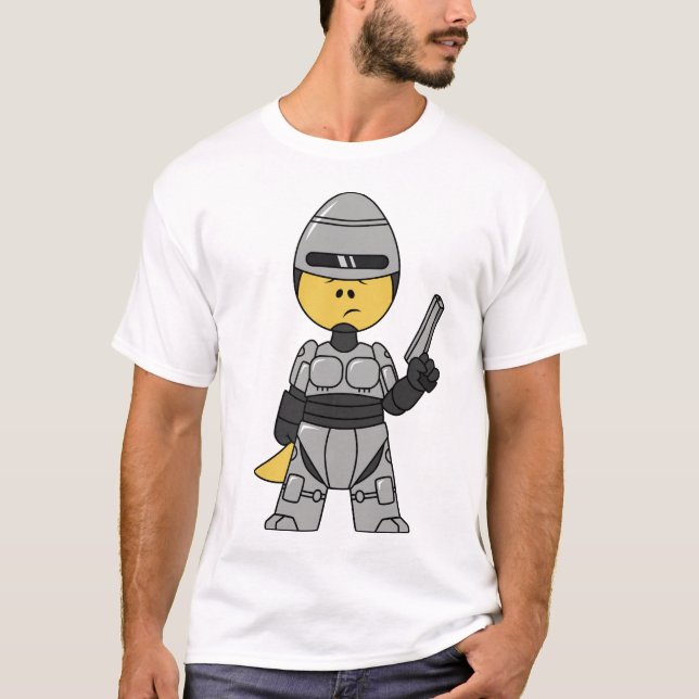 Tyrannosaurus Rex Dressed As Robocop. T-Shirt (Front)