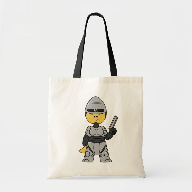 Tyrannosaurus Rex Dressed As Robocop. Tote Bag (Front)