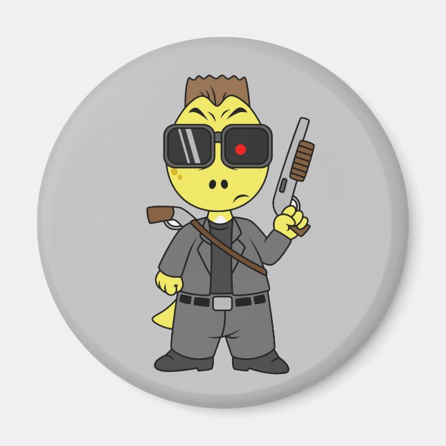 Tyrannosaurus Rex Dressed As The Terminator. Magnet (Front)