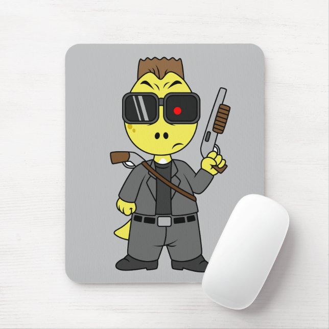 Tyrannosaurus Rex Dressed As The Terminator. Mouse Pad (With Mouse)