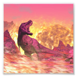 Tyrannosaurus rex dying because of meteorite photo print