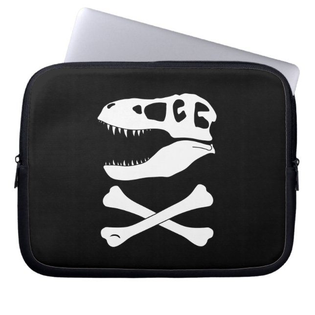Tyrannosaurus rex Jolly Roger Pirate Flag Laptop Sleeve (Front)