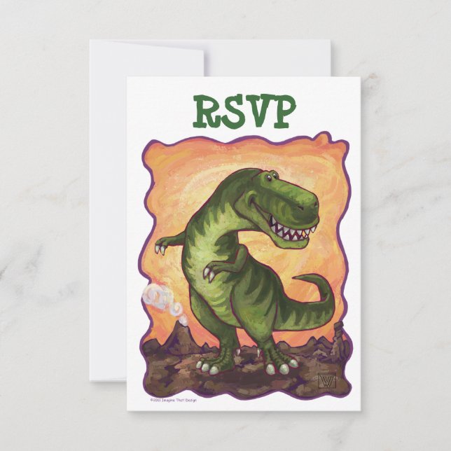 Tyrannosaurus Rex Party Centre RSVP Card (Front)