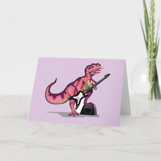 Tyrannosaurus Rex Playing The Guitar. Card (Front)
