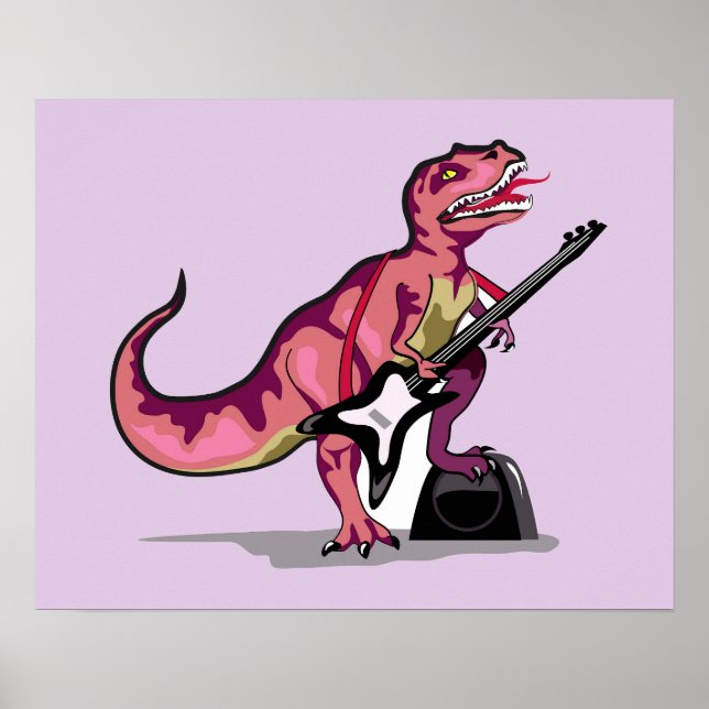 Tyrannosaurus Rex Playing The Guitar. Poster (Front)