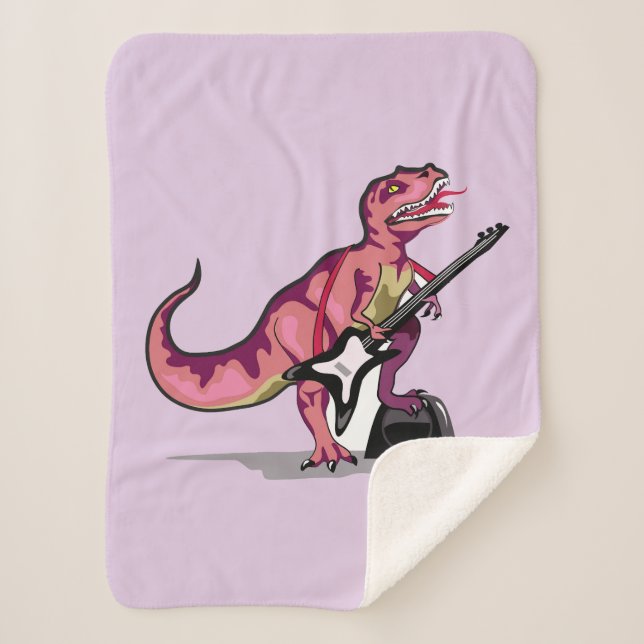Tyrannosaurus Rex Playing The Guitar. Sherpa Blanket (Front)