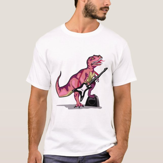 Tyrannosaurus Rex Playing The Guitar. T-Shirt (Front)