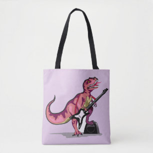 Tyrannosaurus Rex Playing The Guitar. Tote Bag