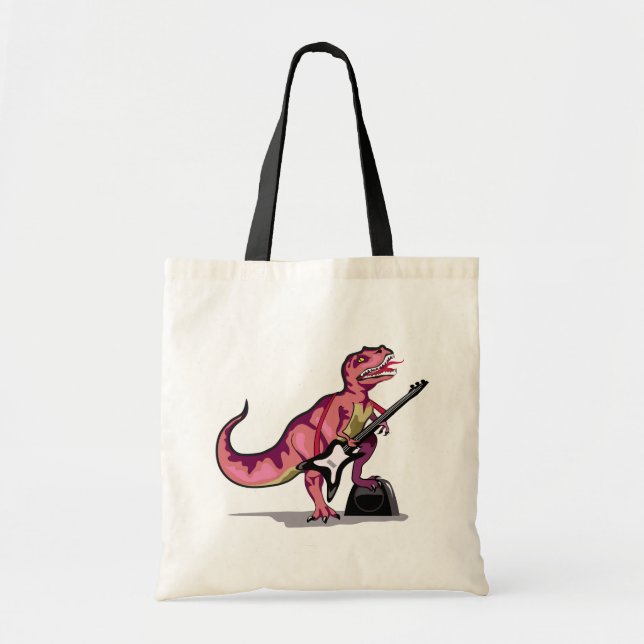 Tyrannosaurus Rex Playing The Guitar. Tote Bag (Front)