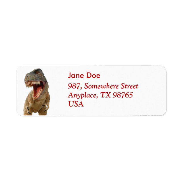 Tyrannosaurus Rex Return Address Label (Front)