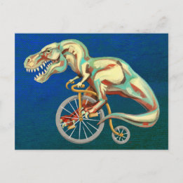 Tyrannosaurus Rex Riding a Bicycle Postcard