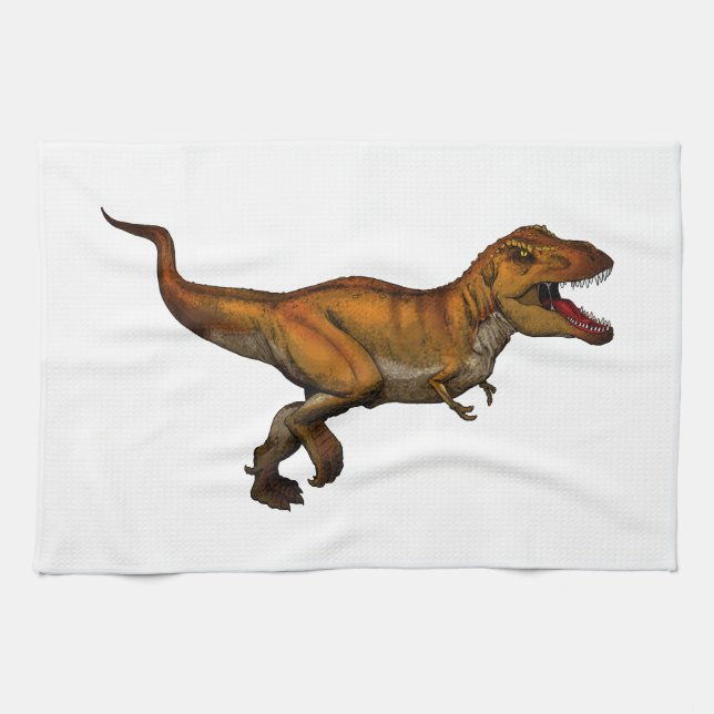 Tyrannosaurus Rex Running T-Rex Tea Towel (Horizontal)
