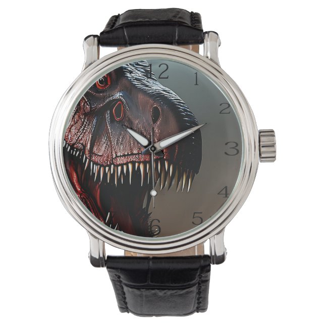 Tyrannosaurus Rex Scary Face, Mens Watch (Front)