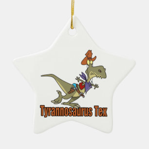 tyrannosaurus rex tex cowboy dinosaur ceramic tree decoration