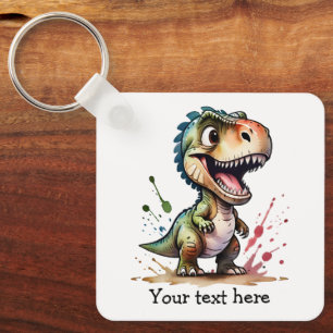 Tyrannosaurus Rex Watercolor Splash Personalised Key Ring