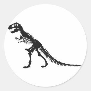 Tyrannosaurus Skeleton - Choose background colour Classic Round Sticker