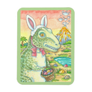 TYRANNOSAURUS T REX EASTER BUNNY MAGNET Rectangle