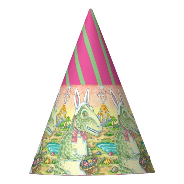 TYRANNOSAURUS T-REX EASTER BUNNY PARTY HAT Dino (Front)