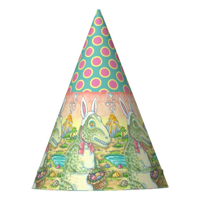 TYRANNOSAURUS T-REX EASTER BUNNY PARTY HAT Dino (Front)