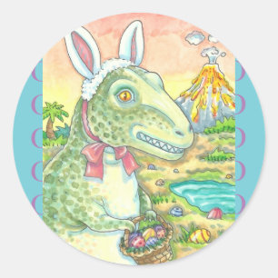 TYRANNOSAURUS T REX EASTER STICKERS Sheet Round