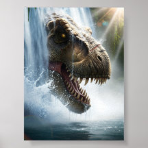 Tyrannosaurus T Rex in a waterfall