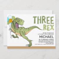 Tyrannosaurus Three Rex Dinosaur 3rd Birthday