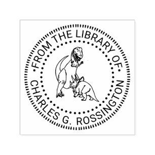 Tyrannosaurus, Triceratops Dinosaurs Library Book Self-inking Stamp