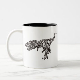 Tyrannosaurus-Trival-style design Two-Tone Coffee Mug