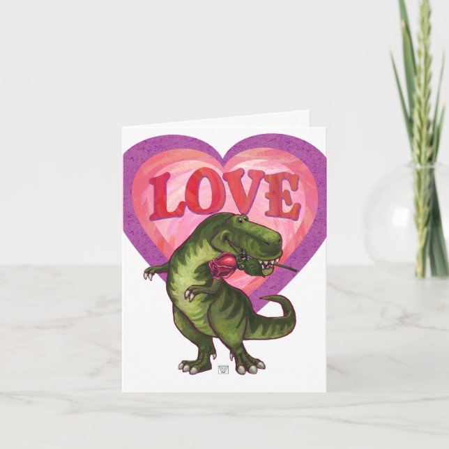 Tyrannosaurus Valentine's Day Holiday Card (Front)