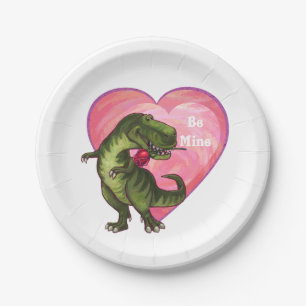 Tyrannosaurus Valentine's Day Paper Plate