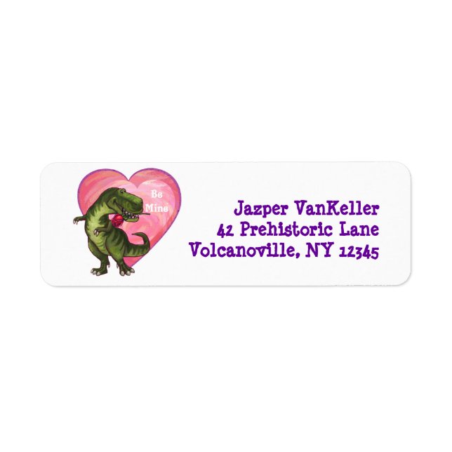 Tyrannosaurus Valentine's Day Return Address Label (Front)